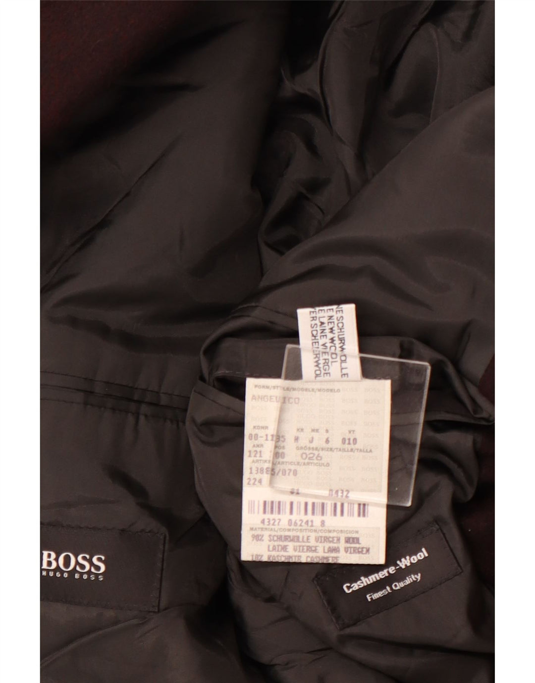 HUGO BOSS Muška jakna sa 3 gumba UK 40 Large Burgundy Djevičanska vuna