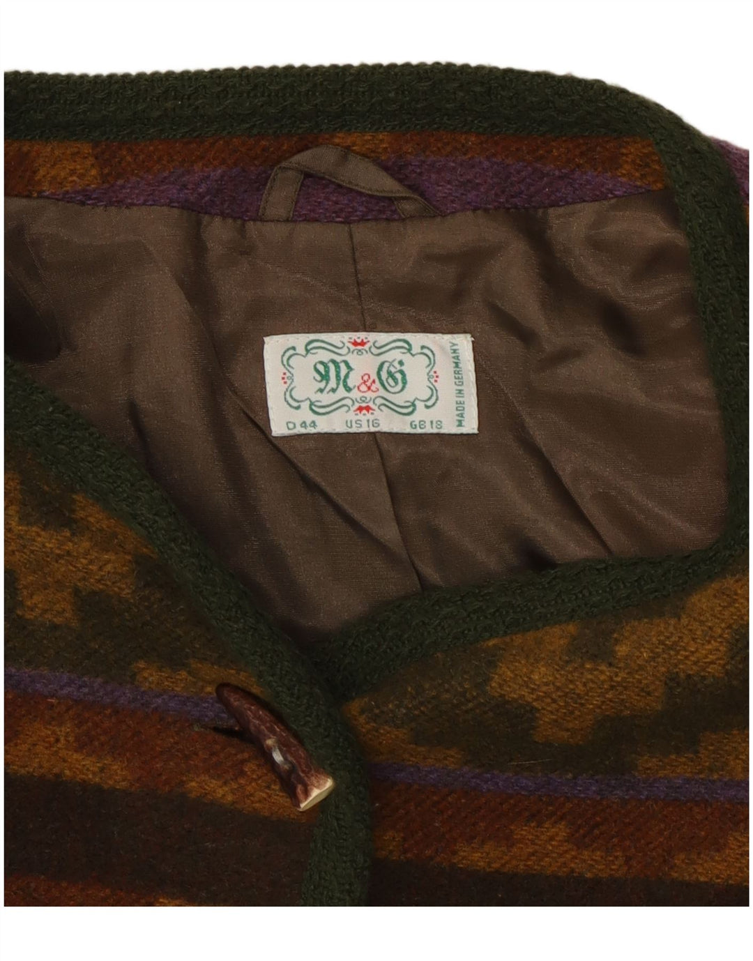 Vintage ženski kardigan džemper UK 18 XL Raznobojna geometrijska vuna