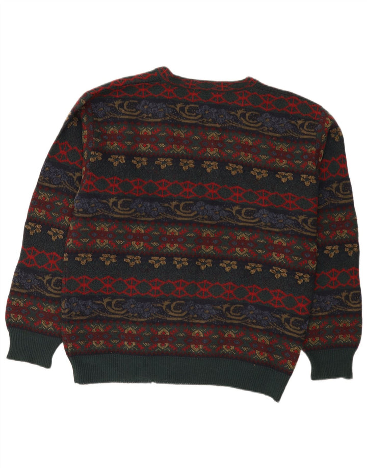 Vintage muški kardigan pulover veliki raznobojni Fair Isle akril