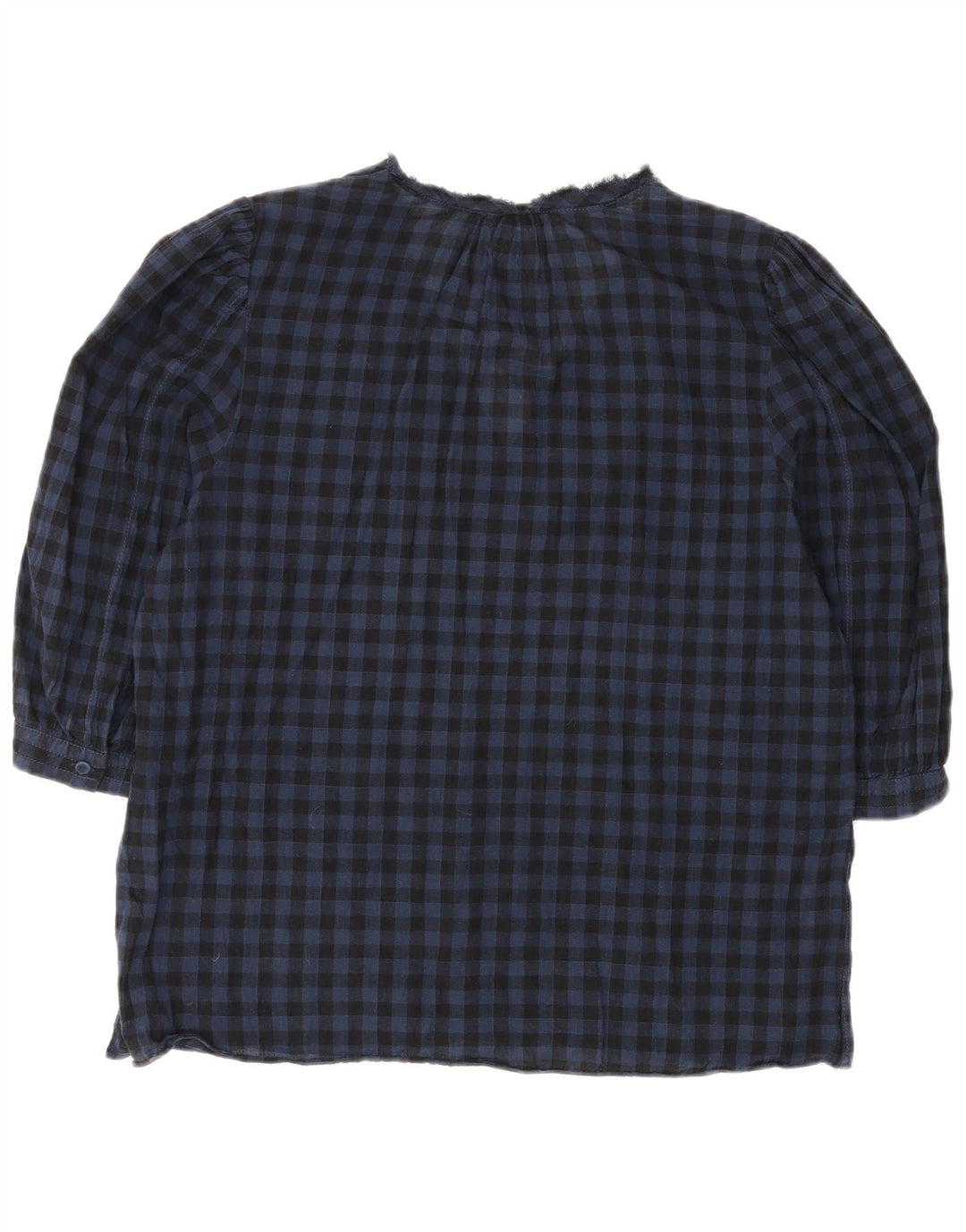 Jigsaw ženski gornji dio bluze 3/4 rukava UK 12 Srednje plavi pamuk od ginghama