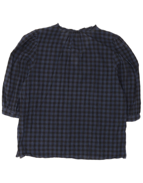 Jigsaw ženski gornji dio bluze 3/4 rukava UK 12 Srednje plavi pamuk od ginghama