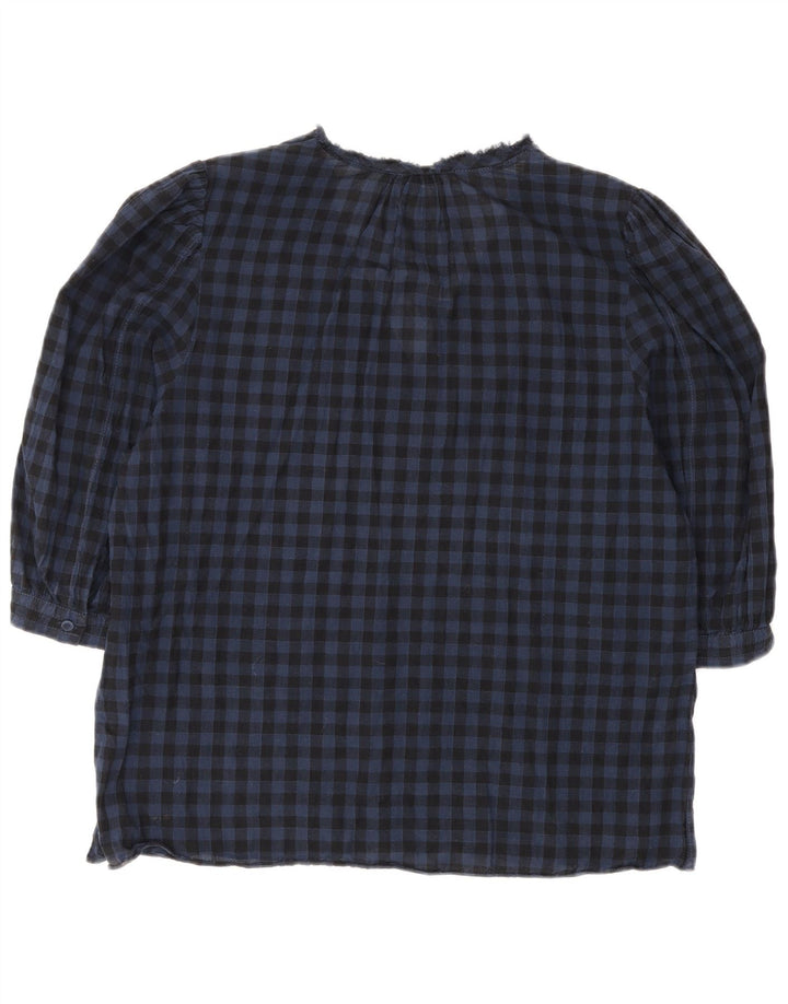 Jigsaw ženski gornji dio bluze 3/4 rukava UK 12 Srednje plavi pamuk od ginghama