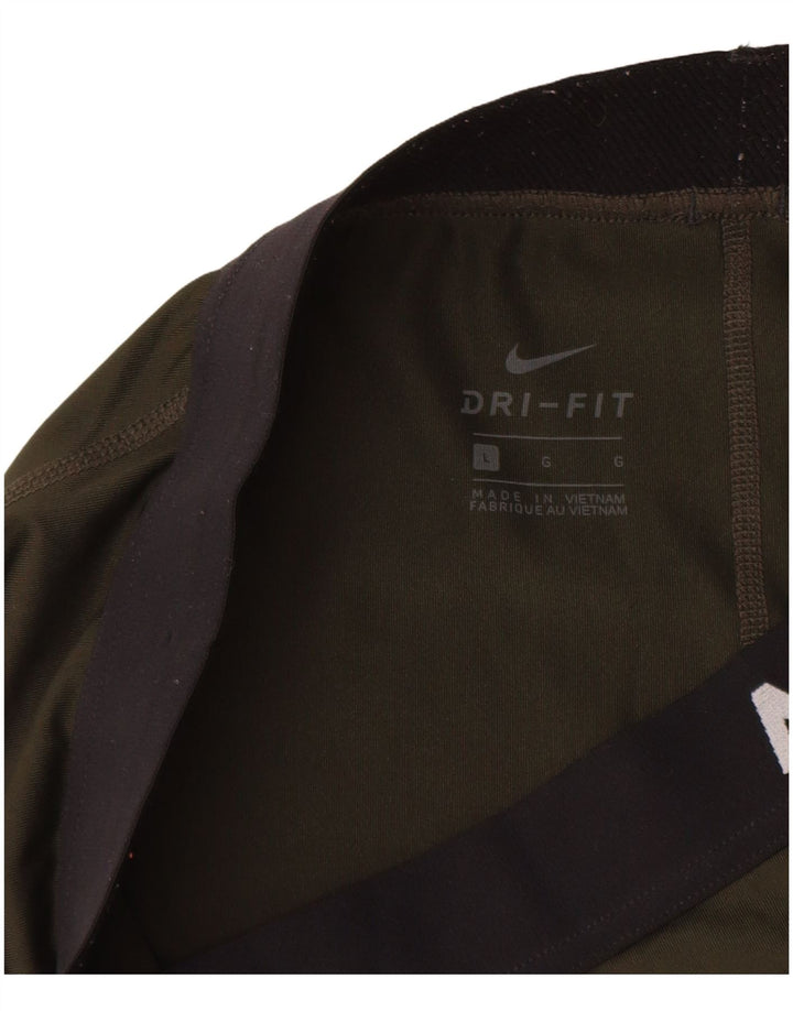 NIKE Ženske Dri Fit Graphic Leggings UK 14 Large kaki poliester