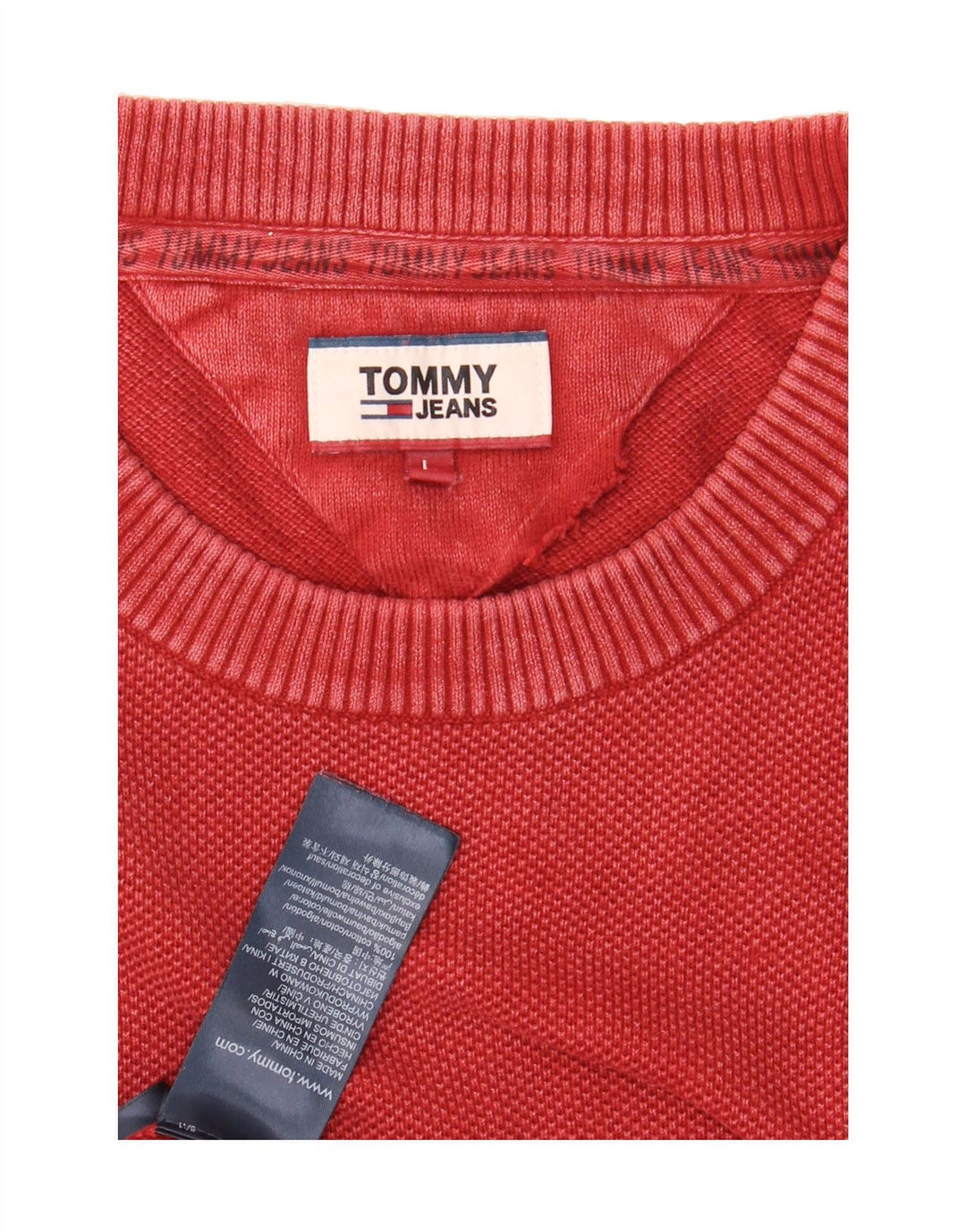 TOMMY HILFIGER Mens Top Long Sleeve Large Red Cotton Vintage Tommy Hilfiger and Second-Hand Tommy Hilfiger from Messina Hembry 