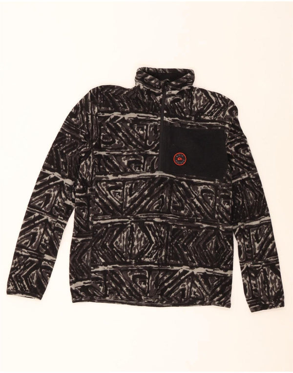 Quiksilver Boys flis džemper s patentnim izrezom 13-14 godina veliki crni geometrijski