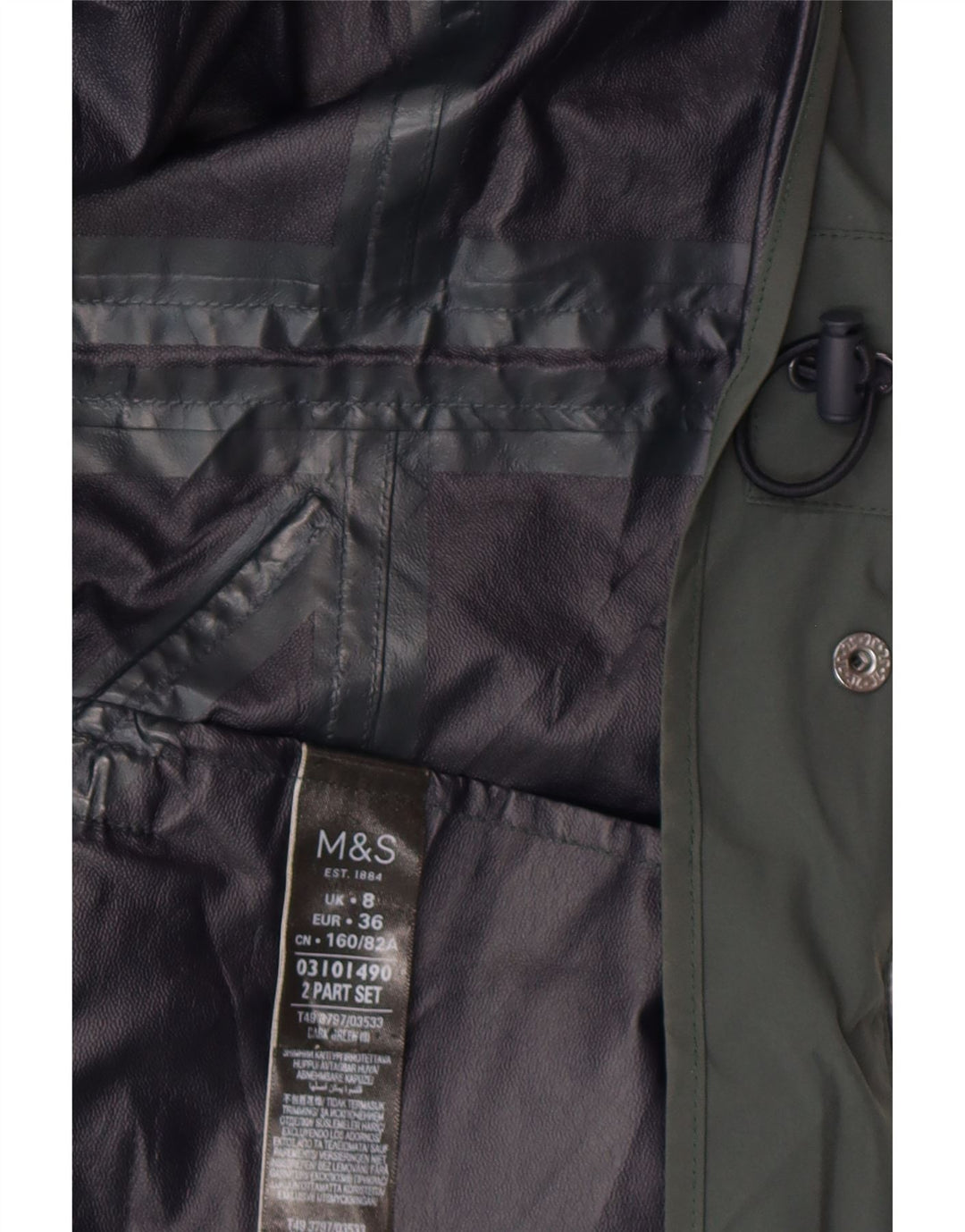 MARKS & SPENCER Ženska parka jakna s kapuljačom UK 8 Mali zeleni poliamid