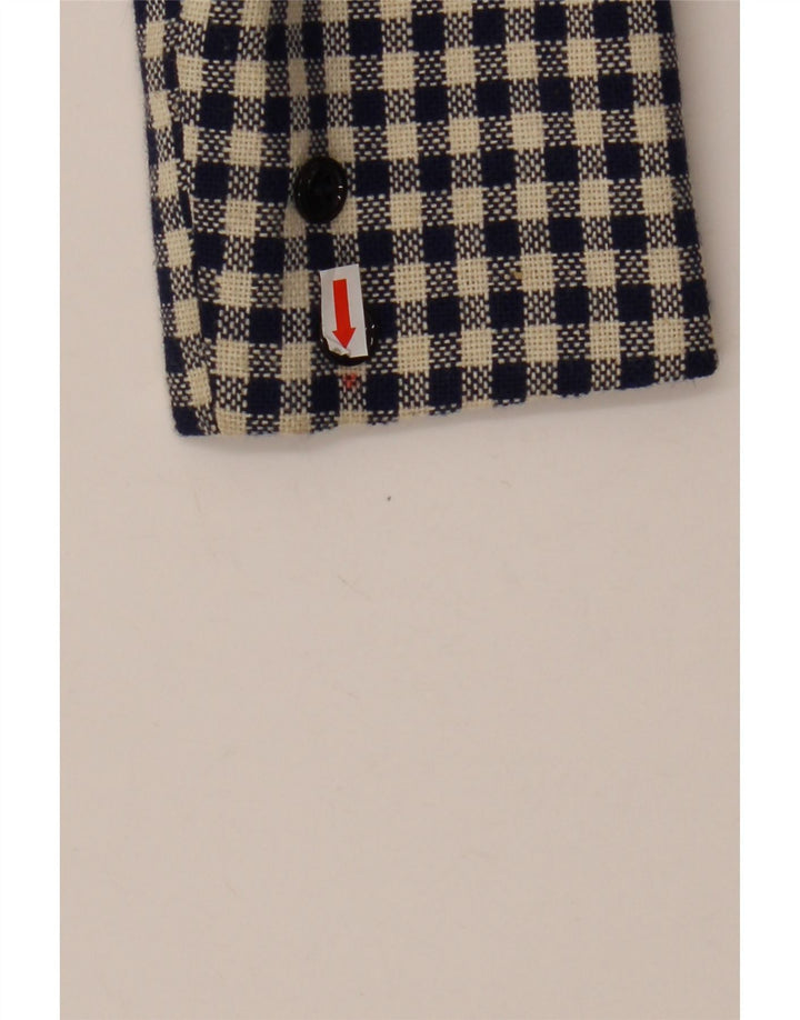 VINTAGE ženski sako s 3 gumba UK 10 Mali tamnoplavi gingham