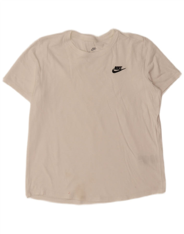 NIKE Womens T-Shirt Top UK 14 Medium White Cotton