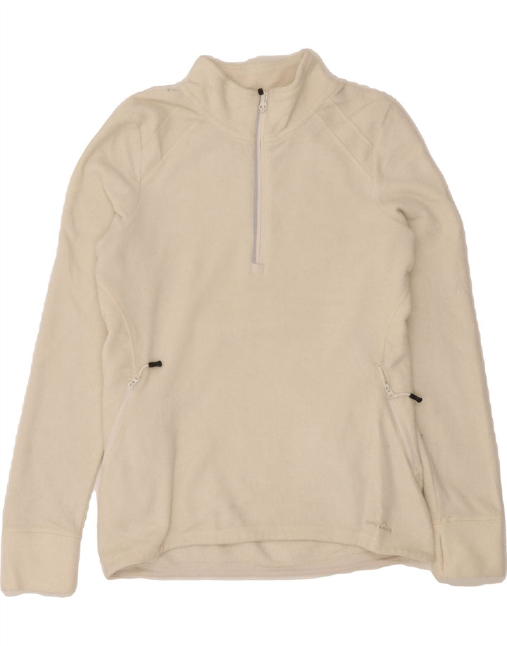 EDDIE BAUER Womens Zip Neck Fleece Jumper UK 16 Large Off White Polyester Vintage Eddie Bauer and Second-Hand Eddie Bauer from Messina Hembry 
