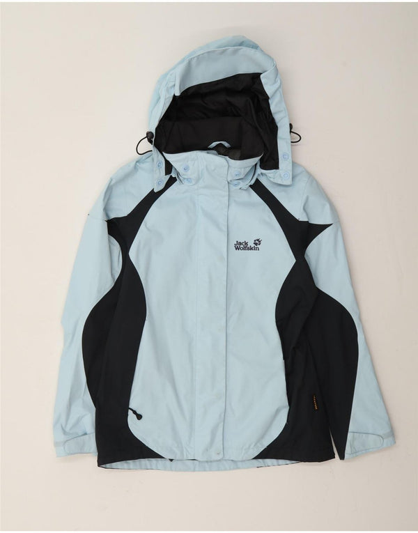Jack Wolfskin ženska kišna jakna s kapuljačom UK 10 Small Blue Colourblock