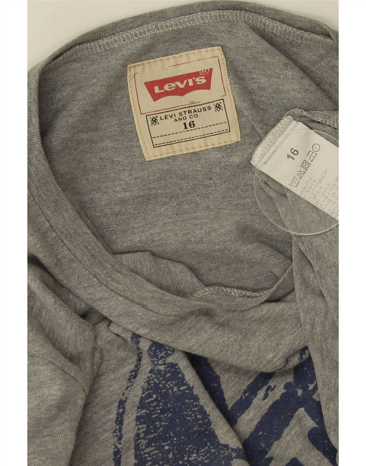 Levi's Boys majica dugih rukava s grafikama, 15-16 godina, sivi pamuk