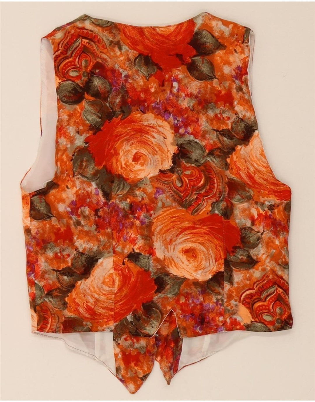 HEAVEN Womens Waistcoat UK 12 Medium Orange Floral Vintage HEAVEN and Second-Hand HEAVEN from Messina Hembry 