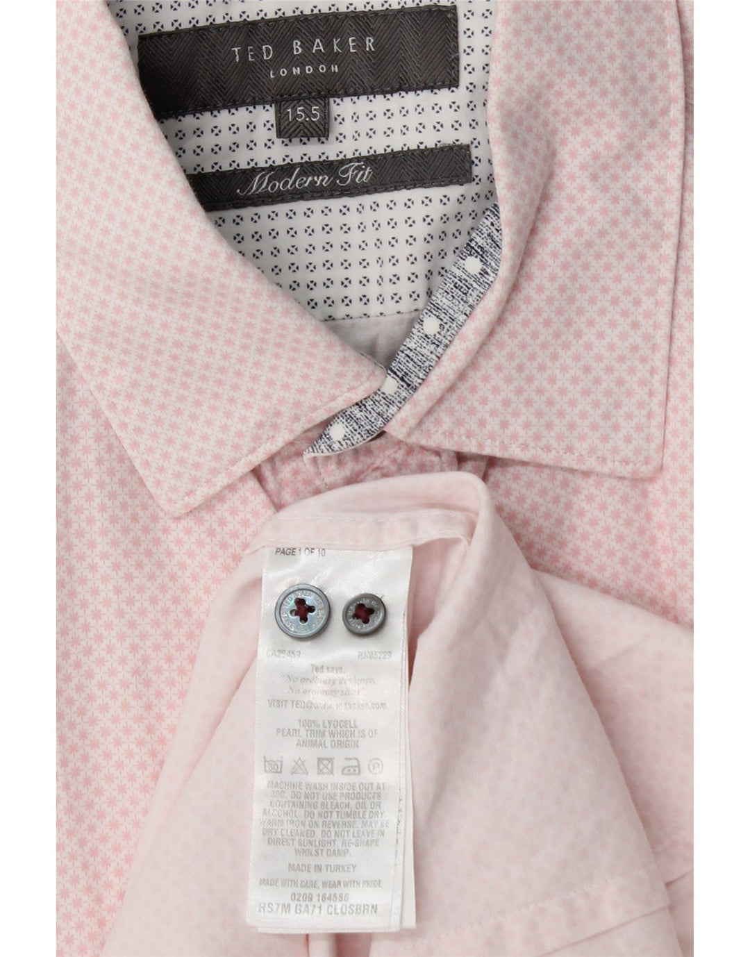 TED BAKER Mens Modern Fit Shirt Size 15 5 Medium Pink Spotted Lyocell
