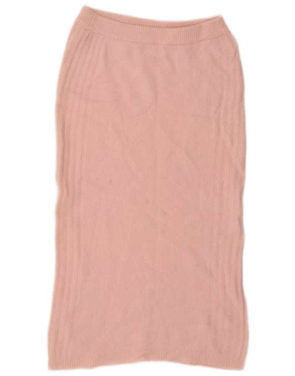 Vintage Womens Knit Midi Skirt EU 38 Medium W34  Pink Lambswool