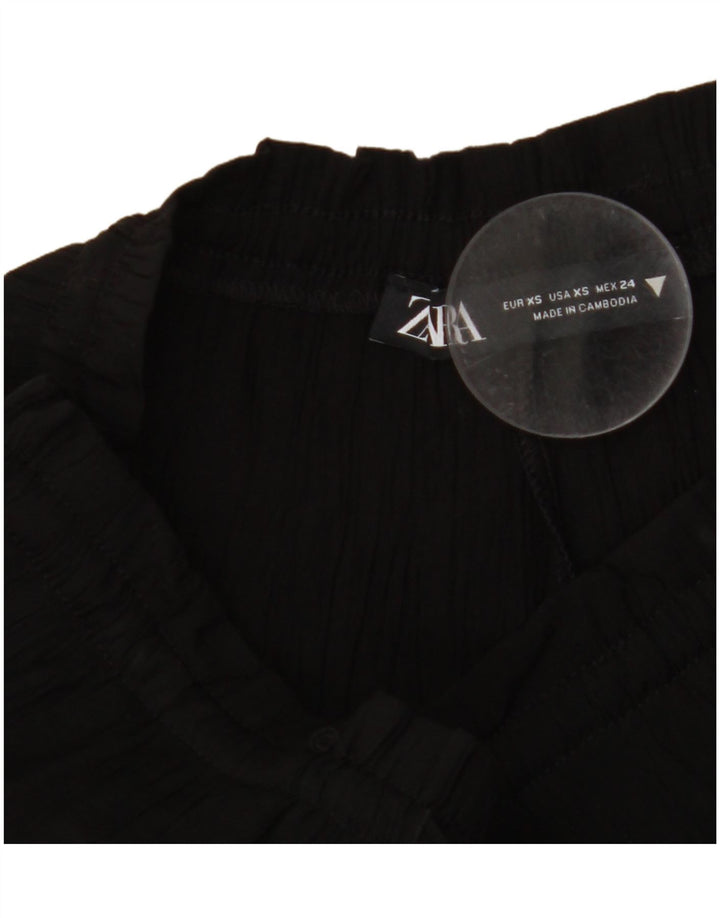 ZARA ženske široke hlače visokog struka UK 4 XS W24 L11 crne