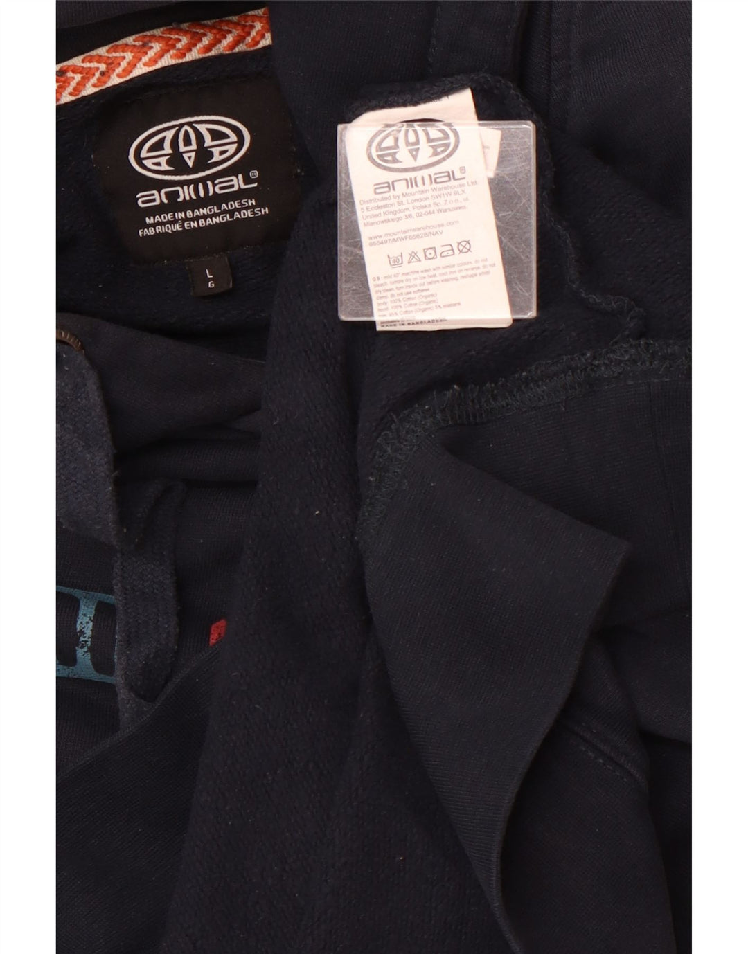 ANIMAL Muška majica s kapuljačom s kapuljačom, veliki tamnoplavi pamuk