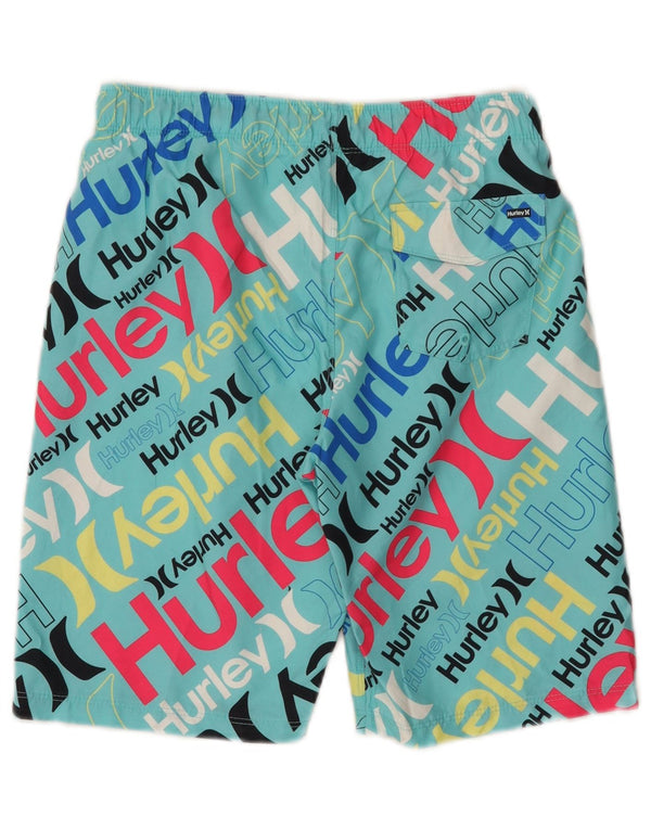 Hurley Boys kratke hlače za kupanje s grafičkim motivima, 12-13 godina, veliki tirkizni poliester