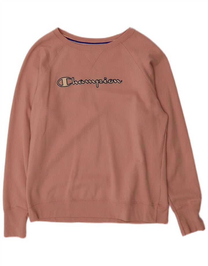 CHAMPION Womens Graphic Sweatshirt Jumper UK 16 Large Pink Polyester