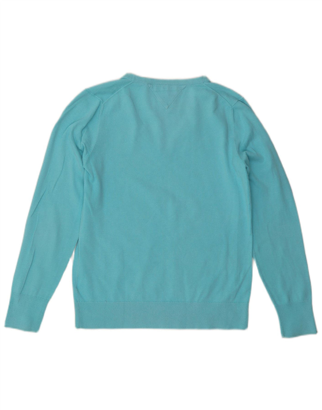 TOMMY HILFIGER Ženski džemper s V-izrezom UK 14 Veliki plavi pamuk