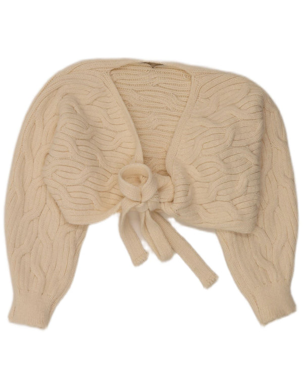 Zara Womens Oversized Bolero Cardigan Sweater UK 10 Small Off White Acrylic