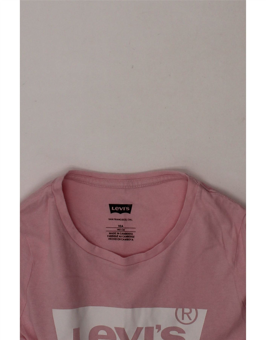 LEVI'S Girls Graphic Top Long Sleeve 9-10 Years Pink Vintage Levi's and Second-Hand Levi's from Messina Hembry 