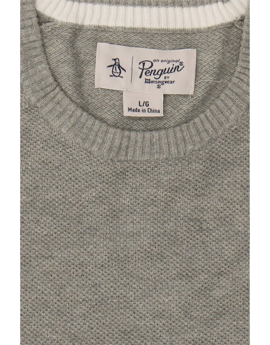 PENGUIN Mens Crew Neck Jumper Sweater Large Grey Cotton Vintage Penguin and Second-Hand Penguin from Messina Hembry 
