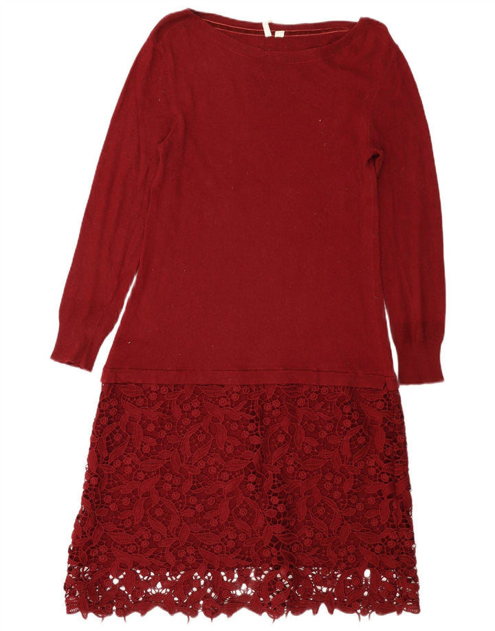 Bijela ženska džemper haljina UK 14 Srednja bordo viskoza