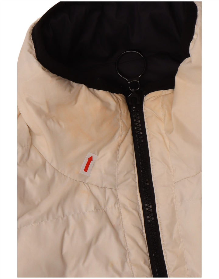 BENETTON Womens Oversized Reversible Jacket UK 10 Small  White Colourblock