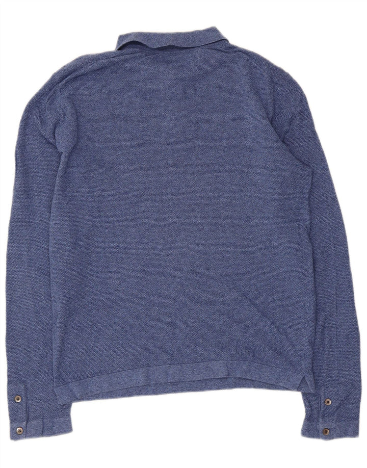 MASSIMO DUTTI Muška polo majica dugih rukava Velika plava pamuk