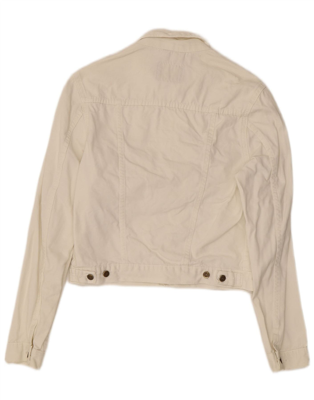 LEE Womens Crop Bomber Jacket UK 12 Medium White Cotton