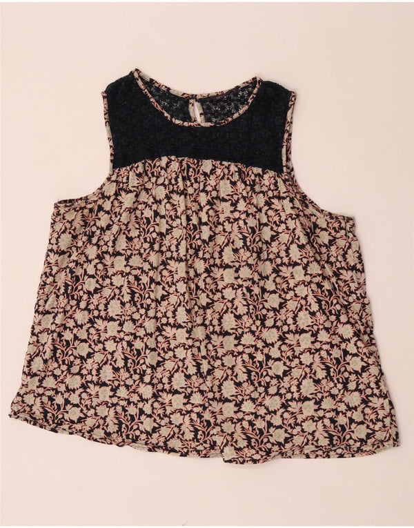 Marks & Spencer ženska majica bez rukava UK 22 2XL bež cvjetni pamuk