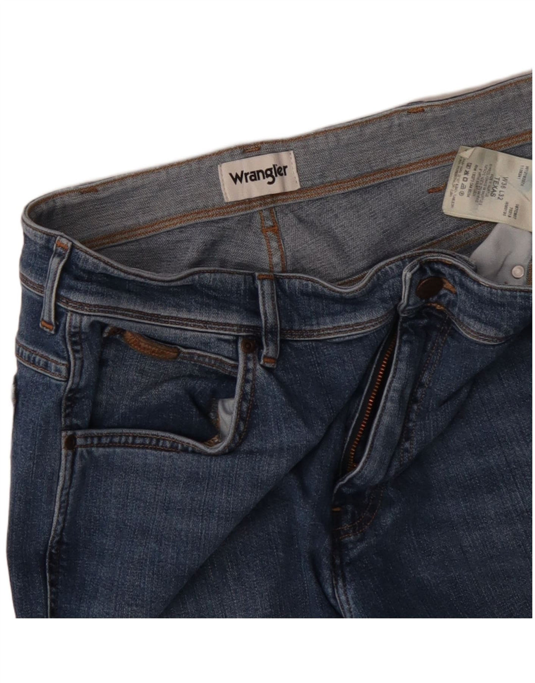WRANGLER Muške Texas Straight Jeans W36 L32 Plavi pamuk