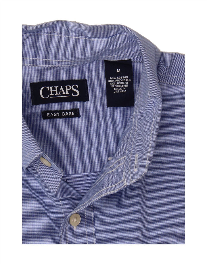 CHAPS Mens Short Sleeve Shirt Medium Blue Houndstooth Cotton Vintage Chaps and Second-Hand Chaps from Messina Hembry 