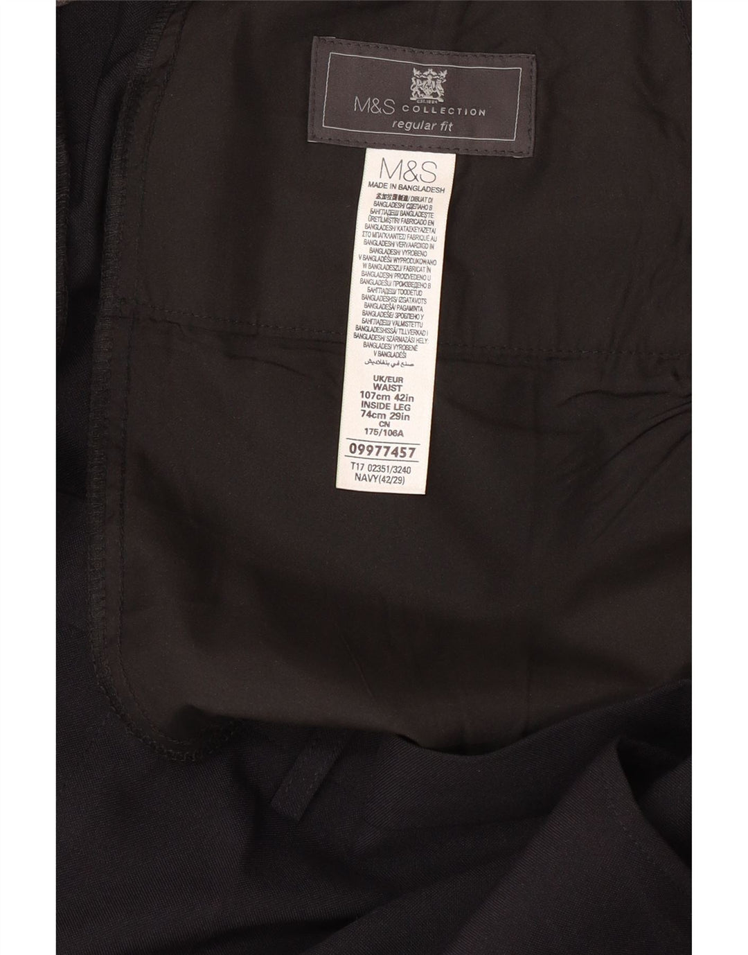 MARKS & SPENCER Muške hlače standardnog kroja W42 L29 tamnoplavi poliester
