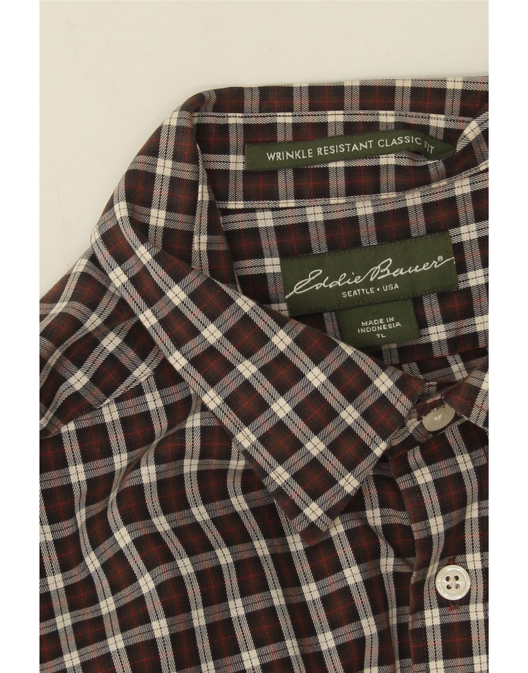 Eddie Bauer, visoka muška košulja klasičnog kroja, veliki smeđi pamuk od ginghama