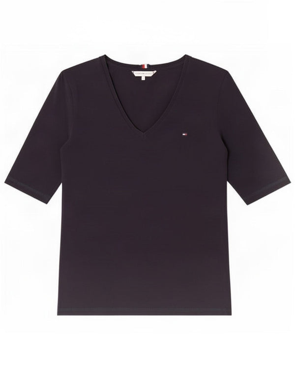 Tommy Hilfiger Womens T-Shirt Top UK 10 Small Navy Blue Cotton