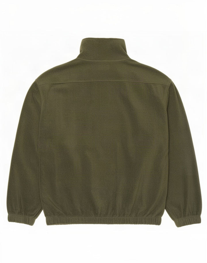 Vintage muški anorak džemper od flisa, veliki kaki poliester