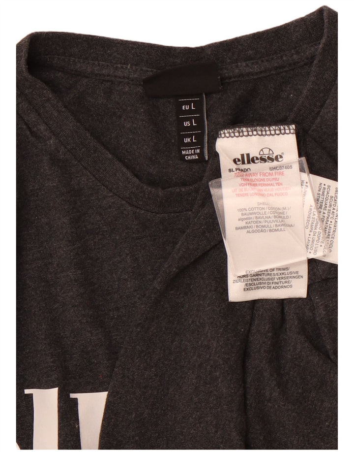 ELLESSE Ženska grafička grafička majica kratkih rukava UK 14 Large Gray Cotton
