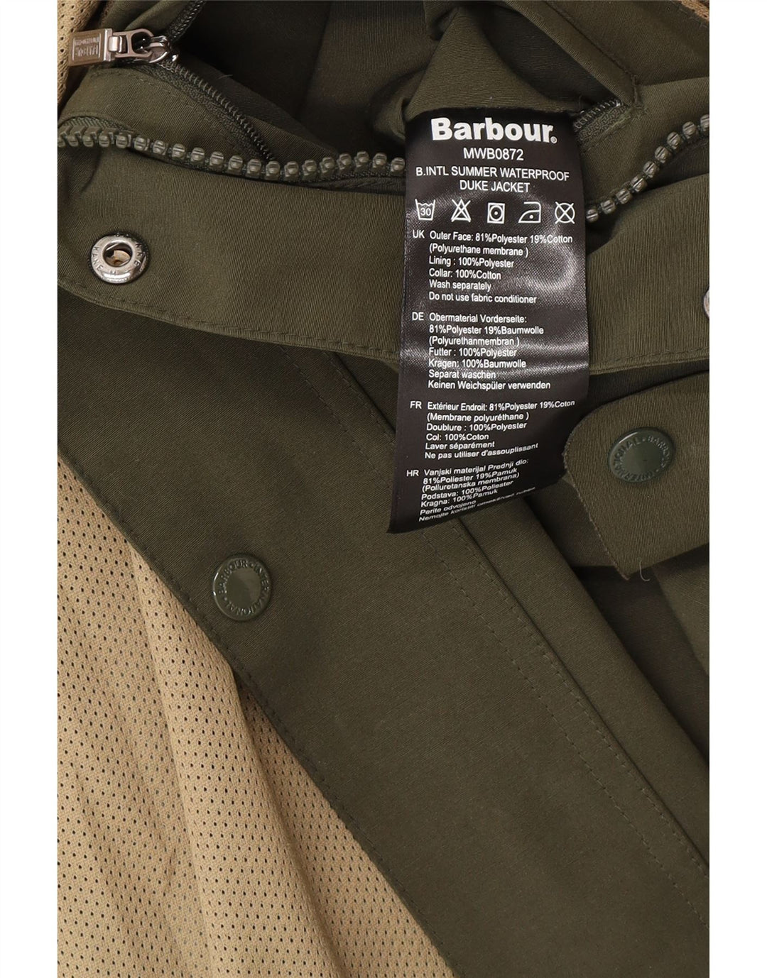 Barbour Mens Utility Jacket UK 38 Srednji kaki poliester