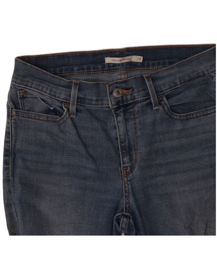 LEVI'S Ženske 710 Oštećene super uske traperice W28 L30 Plavi poliester