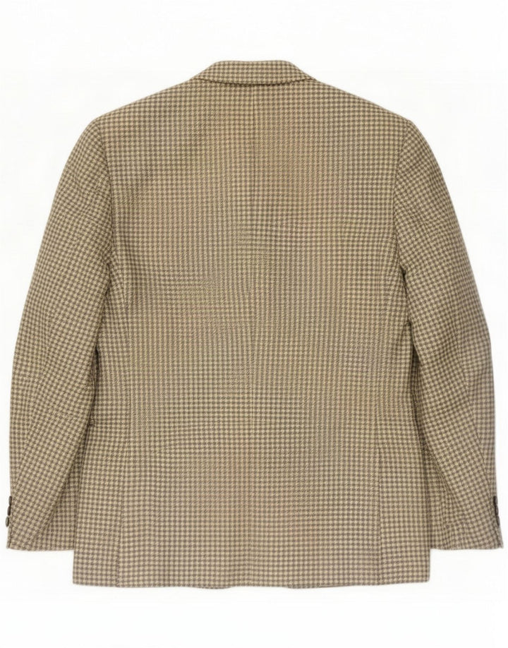 Stefanel Mens 3 Button Blazer Jacket IT 46 Small Gray Check Wool