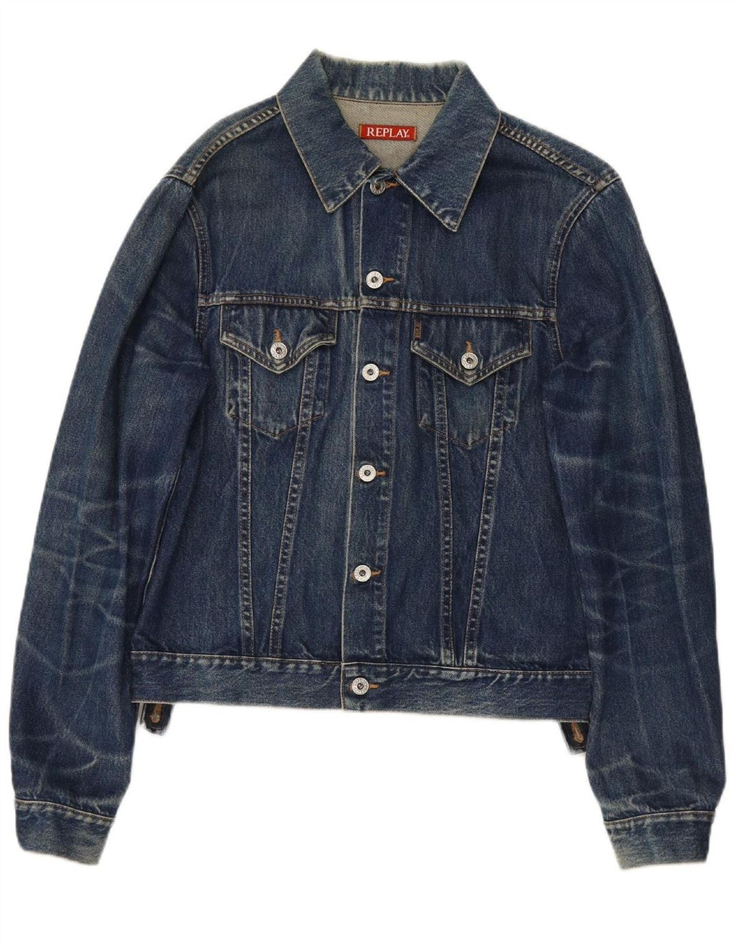 REPLAY Womens Denim Jacket UK 14 Medium Blue Cotton