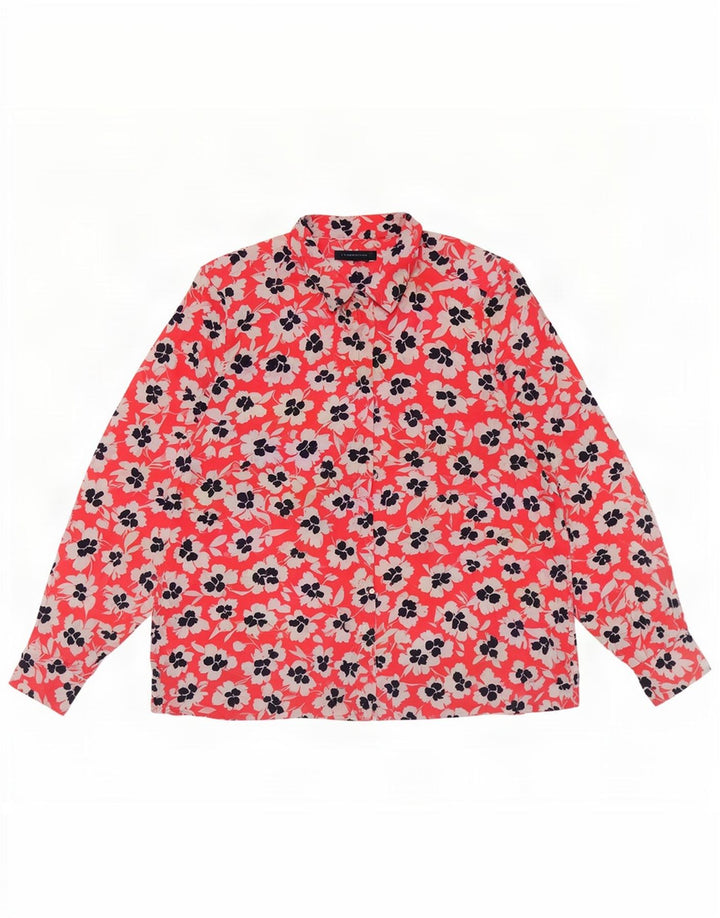 Marks & Spencer ženska prevelika košulja bluza UK 18 XL crveni cvjetni poliester