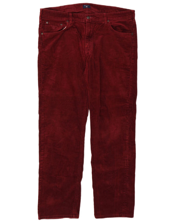 GANT Muške ravne hlače od samta W38 L32 Bordo pamuk