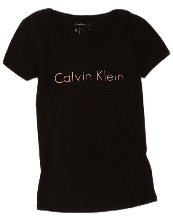 Calvin Klein Jeans Ženska grafička majica kratkih rukava UK 10 Small Black