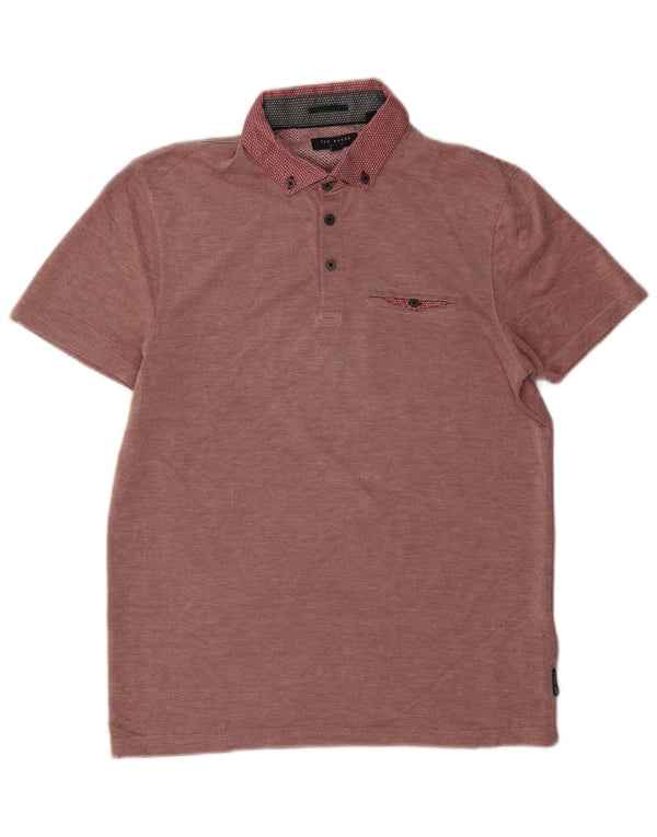 Ted Baker Mens Polo Shirt Size 3 Medium Burgundy Modal