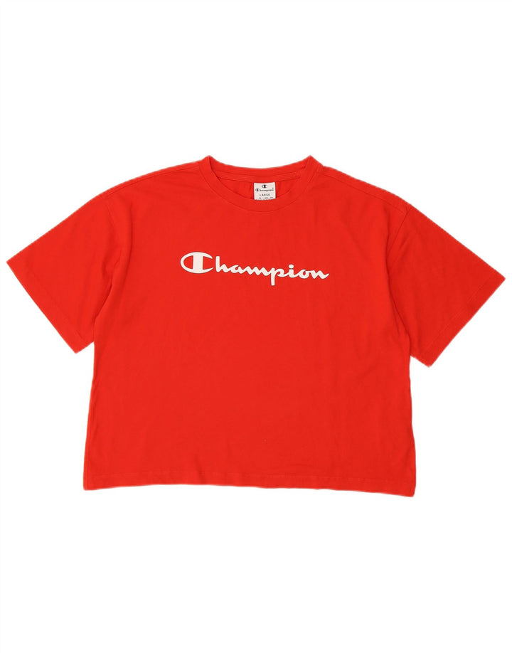 CHAMPION Ženska skraćena majica kratkih rukava s grafičkim motivima UK 16 Veliki crveni pamuk