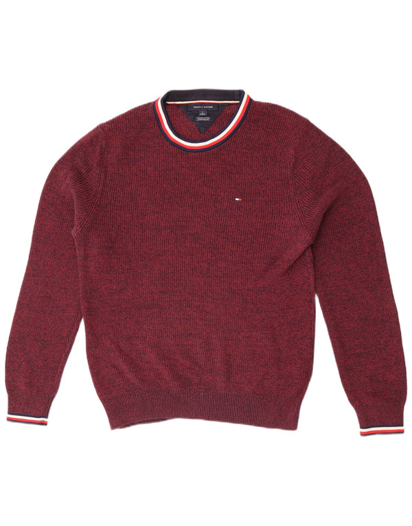 Tommy Hilfiger muški džemper s okruglim izrezom Srednje bordo boje s pjegama