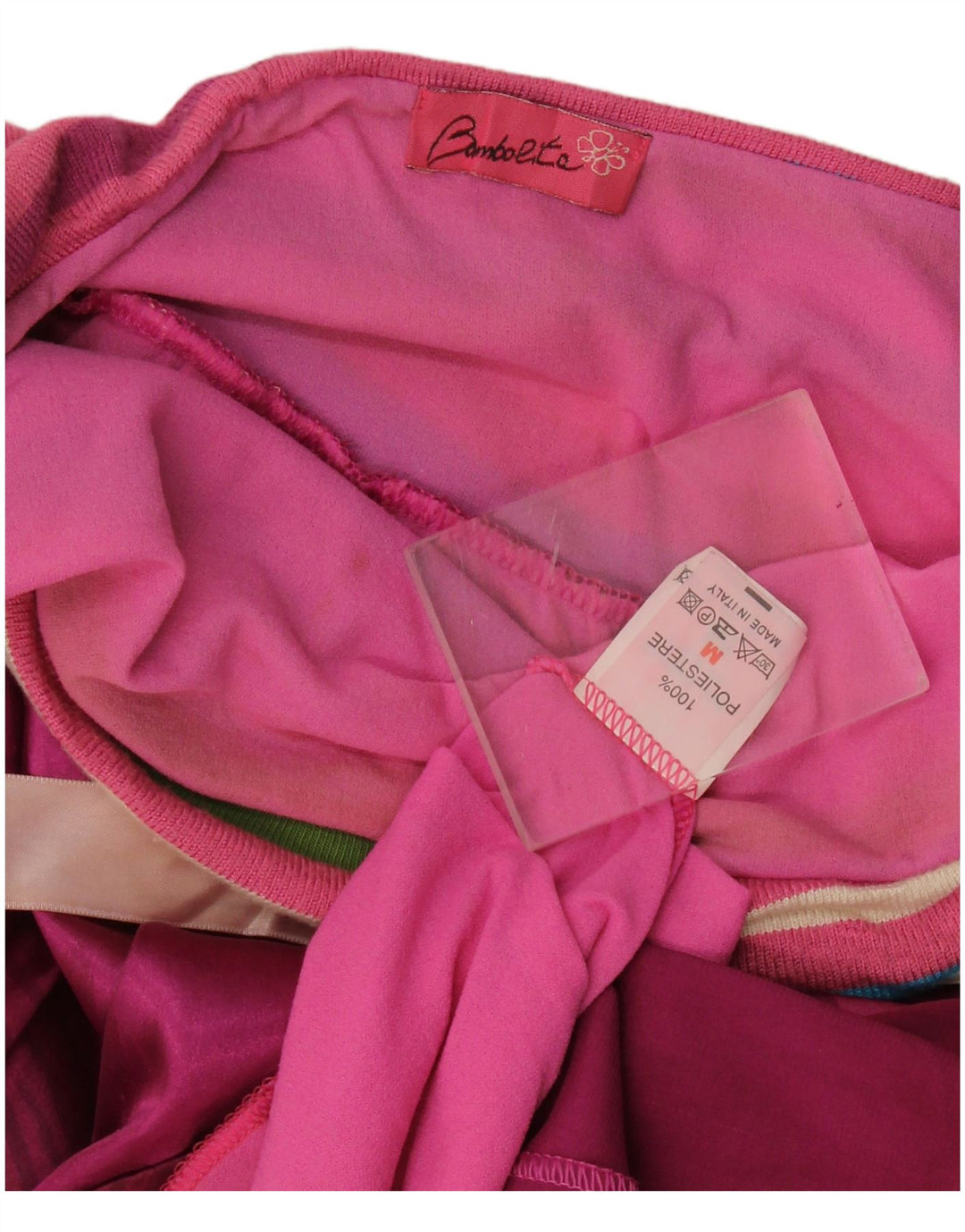 Vintage ženska haljina bez naramenica UK 12 srednje ružičasti poliester na pruge