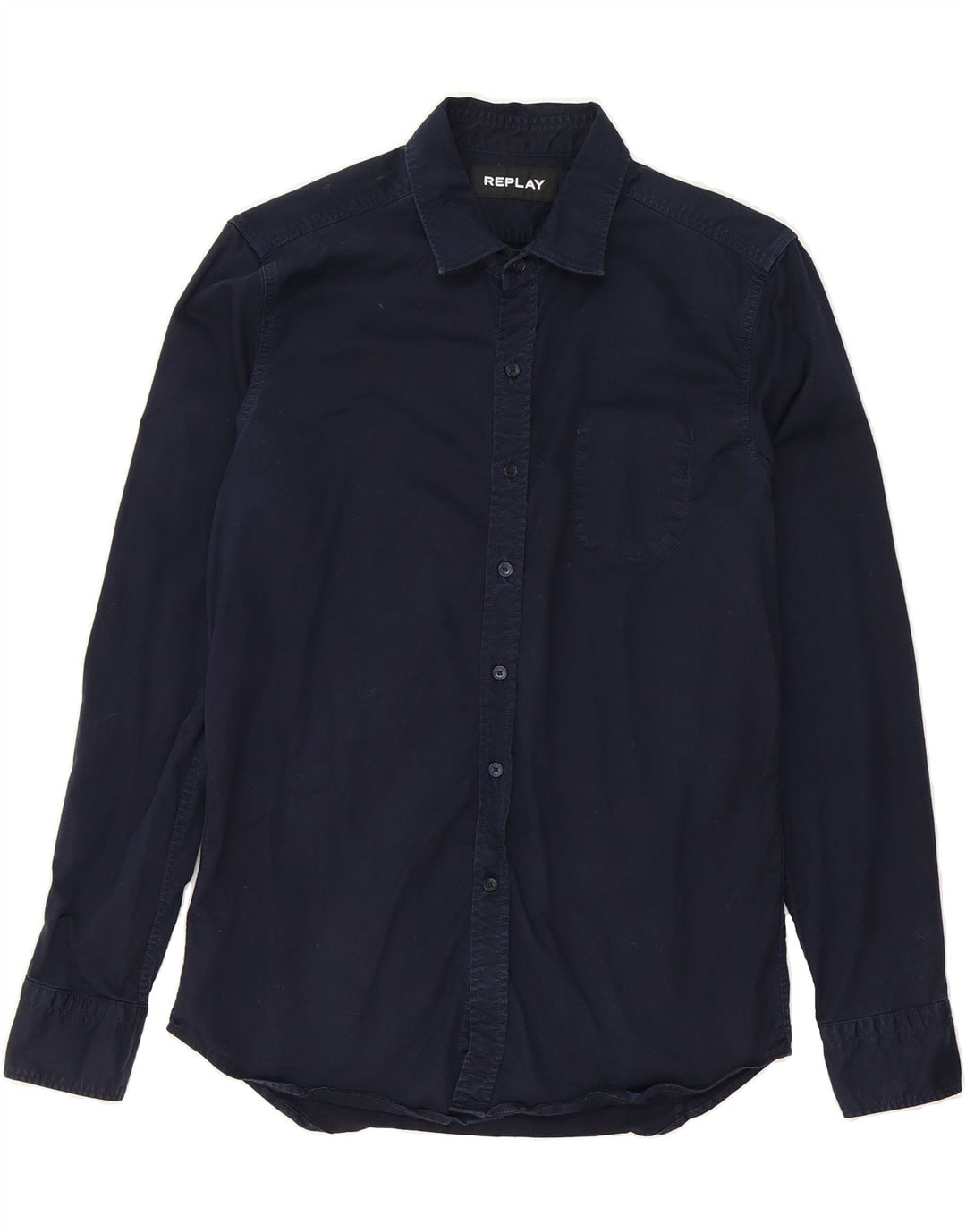 REPLAY Mens Shirt Small Navy Blue Cotton Vintage Replay and Second-Hand Replay from Messina Hembry 